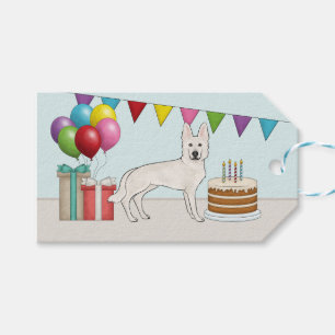 White Swiss Shepherd GSD farbenfrohe Happy Birthda Geschenkanhänger