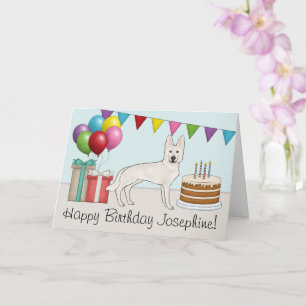 White Swiss Shepherd GSD farbenfrohe Happy Birthda Karte
