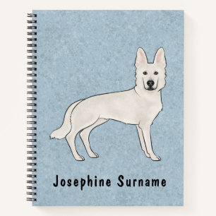 White Swiss Shepherd White GSD Cartoon Dog Blue Notizbuch