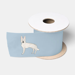 White Swiss Shepherd White GSD Niedlich Cartoon Do Satinband