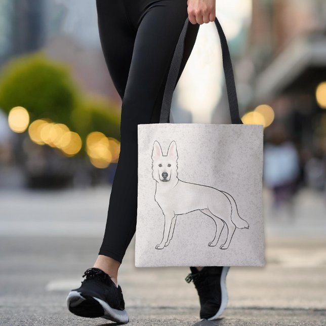 White Swiss Shepherd White GSD Niedlich Cartoon Do Tasche (Please note: This image is a digital mockup. The product may not be in scale.)