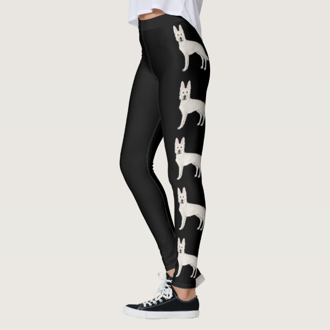 White Swiss Shepherd White GSD Niedlich Cartoon Hu Leggings (Links)