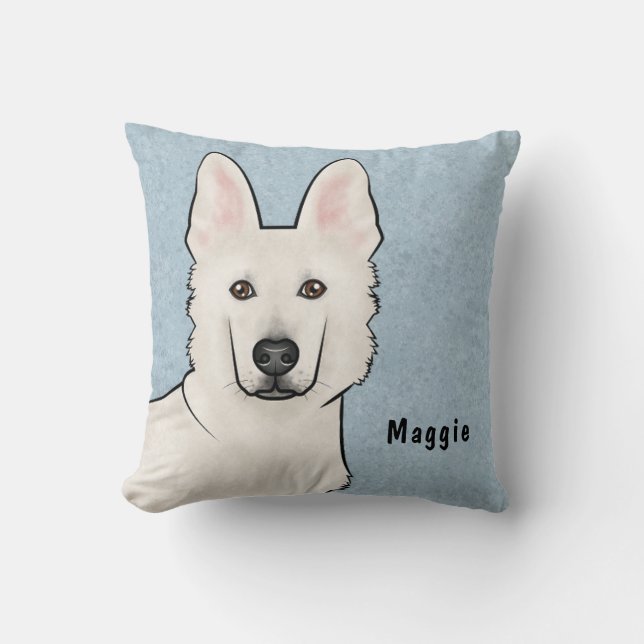 White Swiss Shepherd White GSD Niedlich Dog Head B Kissen (Vorderseite)