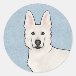 White Swiss Shepherd White GSD Niedlich Dog Head B Runder Aufkleber