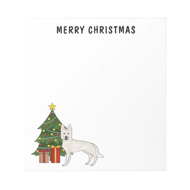 White Swiss Shepherd White GSD Weihnachtsbaum Notizblock (Vorderseite)
