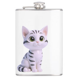 White Tabby Kitten Flachmann