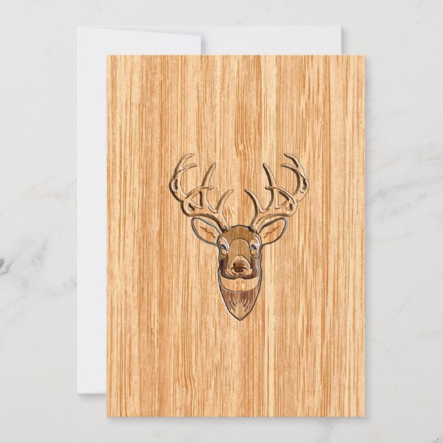 White Tail Deer Head Wood Grain Background (Vorderseite)