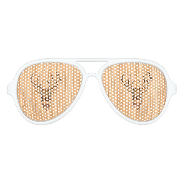 White Tail Deer Head Wood Grain Decor Sonnenbrille (Vorderseite)
