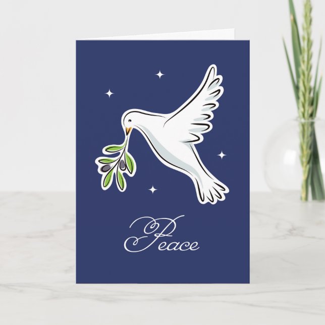 White-Taube-Urlaubskarte mit dem Text "Peace" Karte (Vorderseite)