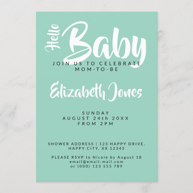 White & Teal Checkerboard Baby Shower Invitation (Devant)