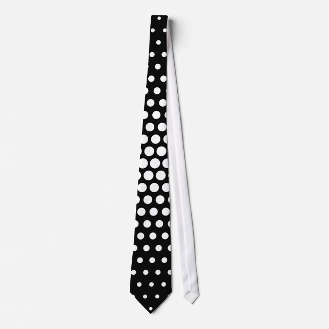 White Techno Dots Modern Black Krawatte (Vorderseite)