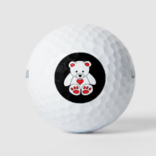 White Teddy Bären Herzchen Valentinstag I Liebe Si Golfball