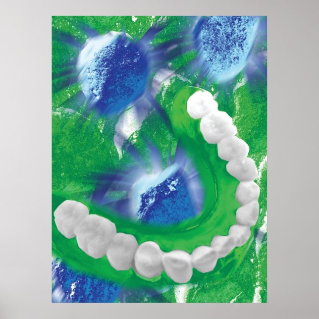 White Teeth Dental Art Dentist Orthodontist Poster (Devant)