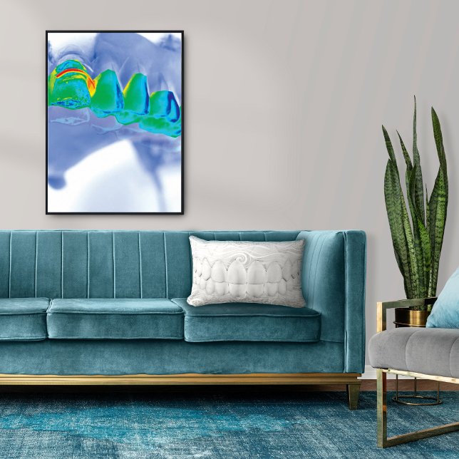 White Teeth Smile Dental Art Coussin (Office Supply)