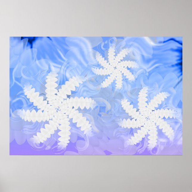 White Teeth Smile Flower Dentist Blue Poster (Devant)