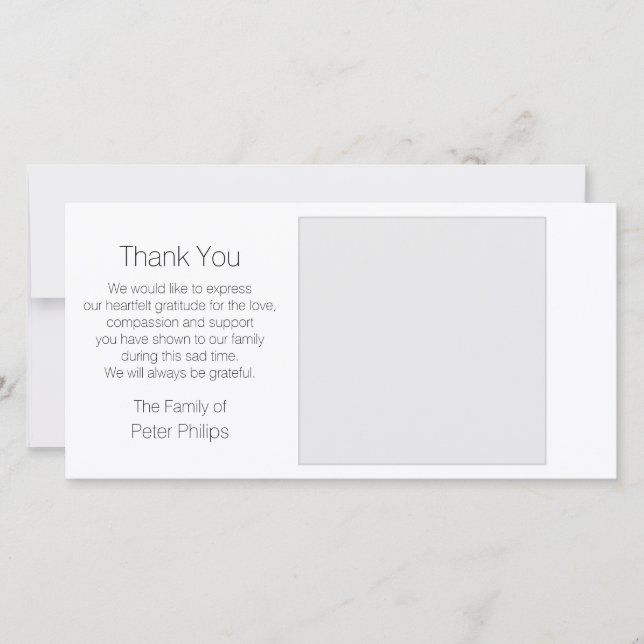 White Template Beileid Vielen Dank mit grauer Gren Dankeskarte (Vorderseite)