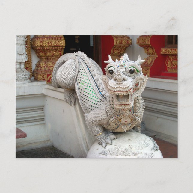White Temple Dragon Postkarte (Vorderseite)