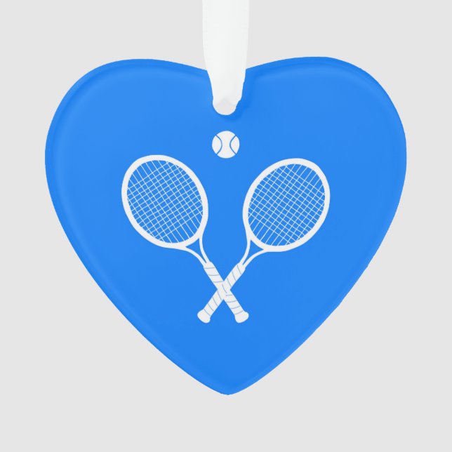 White Tennis Rackets Blue Heart Ornament (Vorderseite)