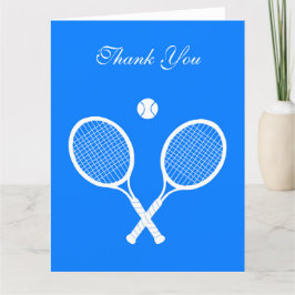 White Tennis Rackets und Ball Blue Dankeskarte
