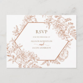 White Terra Cotta Geometric Floral Wedding RSVP Einladungspostkarte