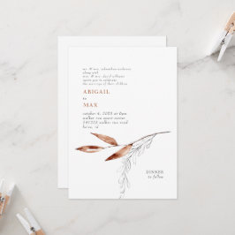 White/Terracotta Moderne Foliage Eltern Hochzeit Einladung