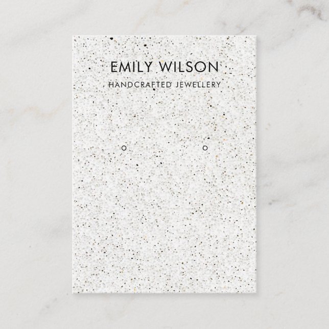 WHITE TERRAZZO TEXTURE KRAFT EARRING DISPLAY LOGO VISITENKARTE (Vorderseite)