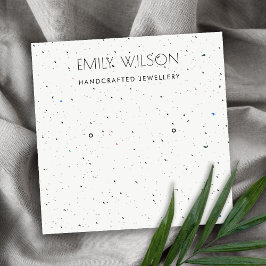 WHITE TERRAZZO TEXTURE STUD EARRING DISPLAY LOGO QUADRATISCHE VISITENKARTE