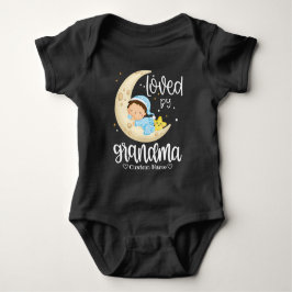 White Text Baby Boy on Moon - Love by Oma Baby Strampler