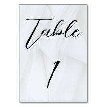 White Texture Wedding Table Card Number 1