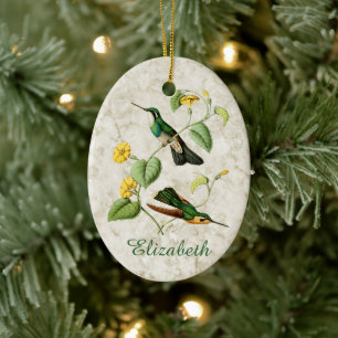 White Throated Mountain Gem Hummingbird Keramik Ornament