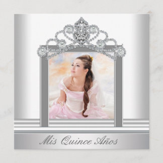 White Tiara White Foto Sweet Quinceanera Einladung