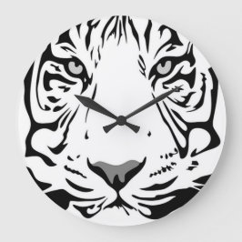 White Tiger Abstrakt Große Wanduhr