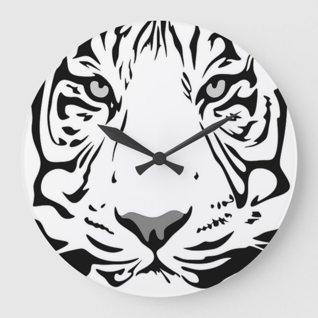 White Tiger Abstrakt Große Wanduhr (Vorderseite)