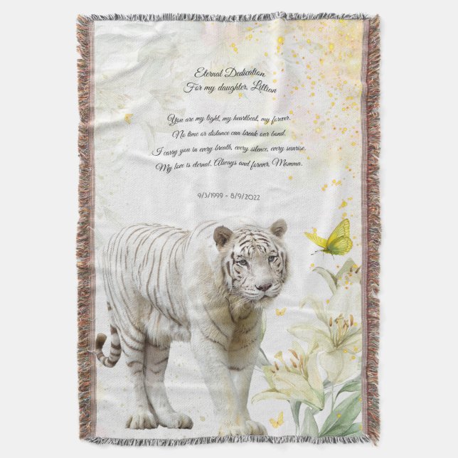 White Tiger and Lilies Devotion Blanket Decke (Vorderseite Vertikal)