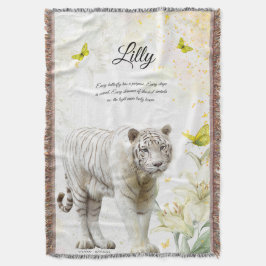 White Tiger and Lilies Throw Blanket Decke