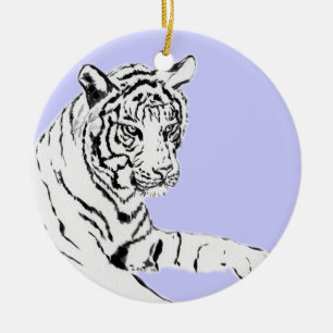 White Tiger Art Malerei Ornament