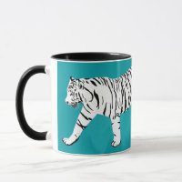 White Tiger auf Aquamarine Illustration Personalis