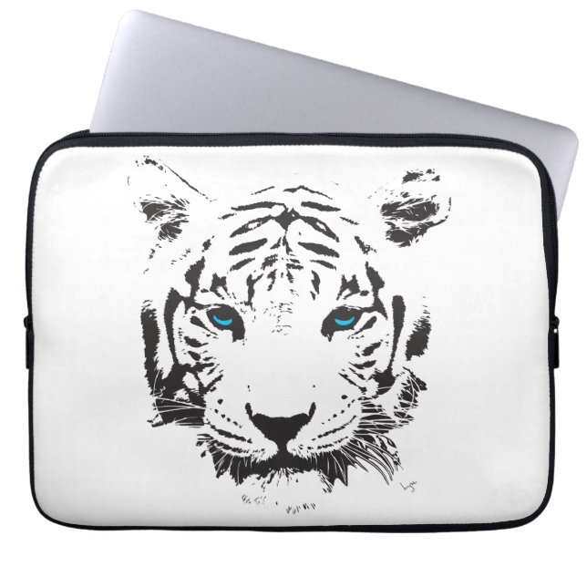White Tiger Blue Eyes Graphic Laptopschutzhülle (Vorderseite)