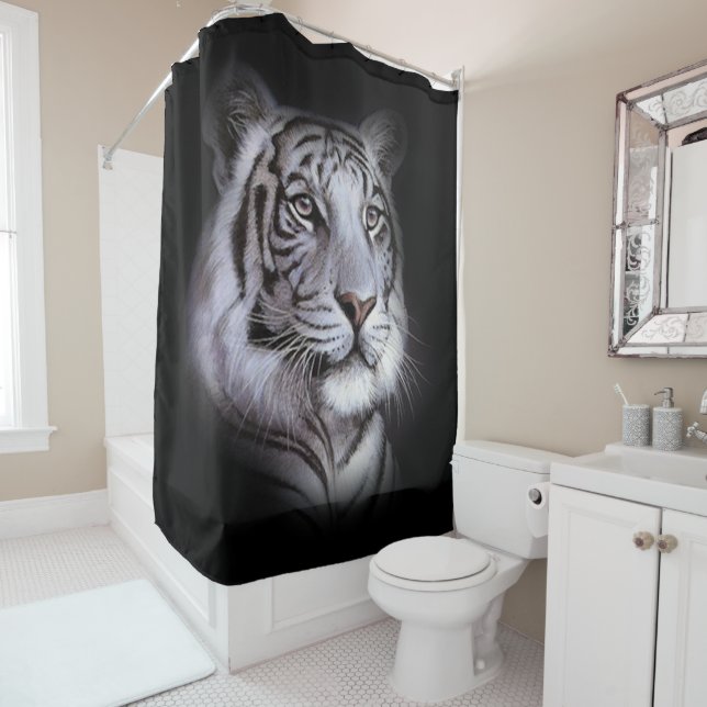 White Tiger Face Duschvorhang (Beispiel)