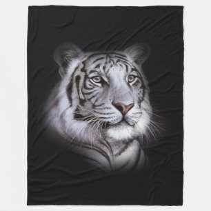 White Tiger Face Fleecedecke