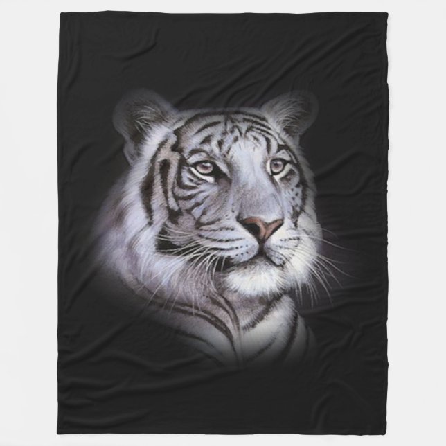 White Tiger Face Fleecedecke (Vorderseite)