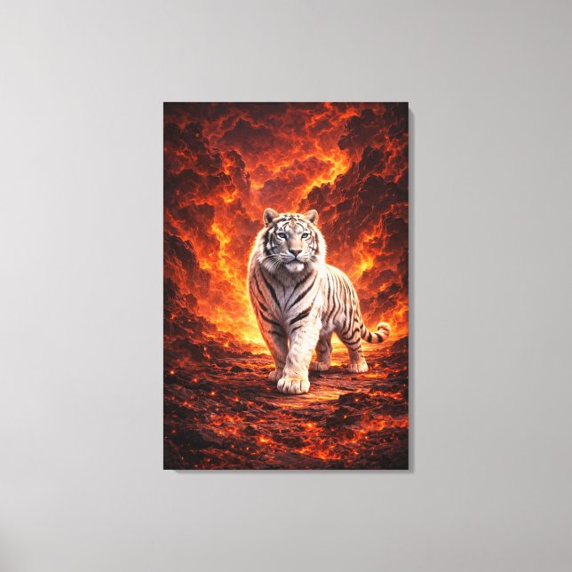 White Tiger Fantasy Art | Man Jiang Hong Art Serie Leinwanddruck (Vorderseite)