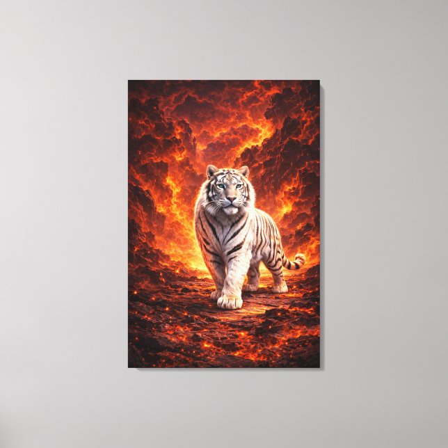 White Tiger Fantasy Art | Man Jiang Hong Art Serie Leinwanddruck (Vorderseite)