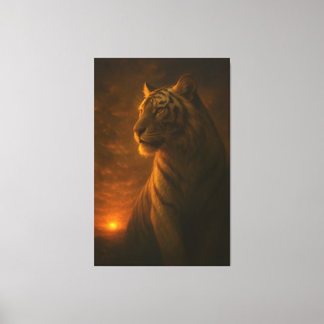 White Tiger Fantasy Art – Mystic Jungle Light Leinwanddruck (Vorderseite)