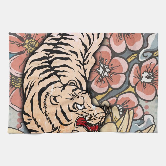 White Tiger Geschirrtuch (Horizontal)