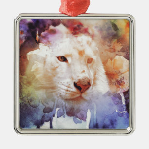 White Tiger Grunge Ornament Aus Metall