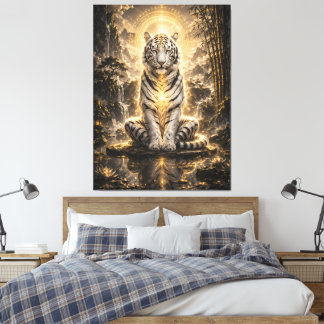 White Tiger Guardian Meditation Power Leinwanddruck