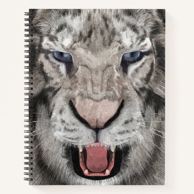 White Tiger Head  Notizbuch (Vorderseite)