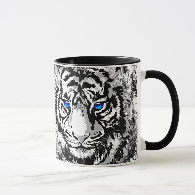 White Tiger Head - Tiger Blue Eyes Tasse (Rechts)