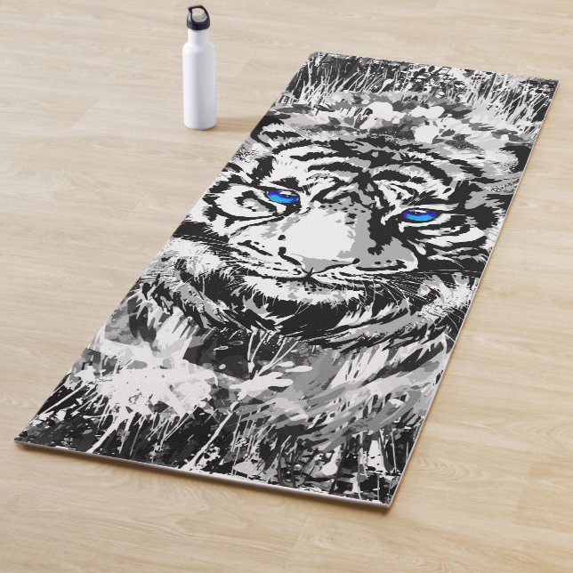 White Tiger Head - Tiger Blue Eyes Yoga Mat Yogamatte (Beispiel)